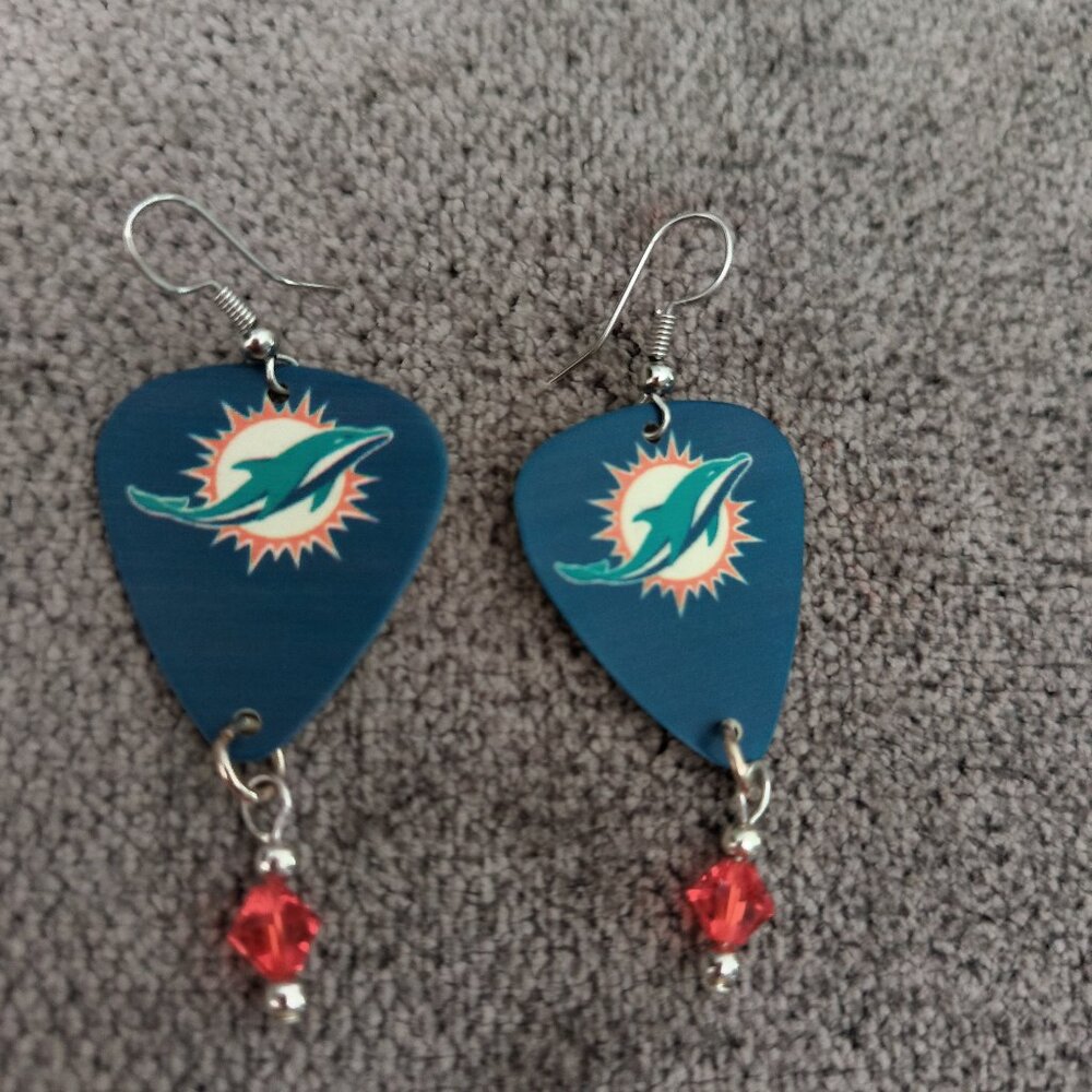 Women's MIAMI DOLPHINS GUITAR PICK EARRINGS